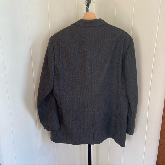 Vintage Chaps Ralph Lauren Gray Herringbone Wool 2pc Suit Mens Blazer 47R 40x29 - Picture 3 of 10